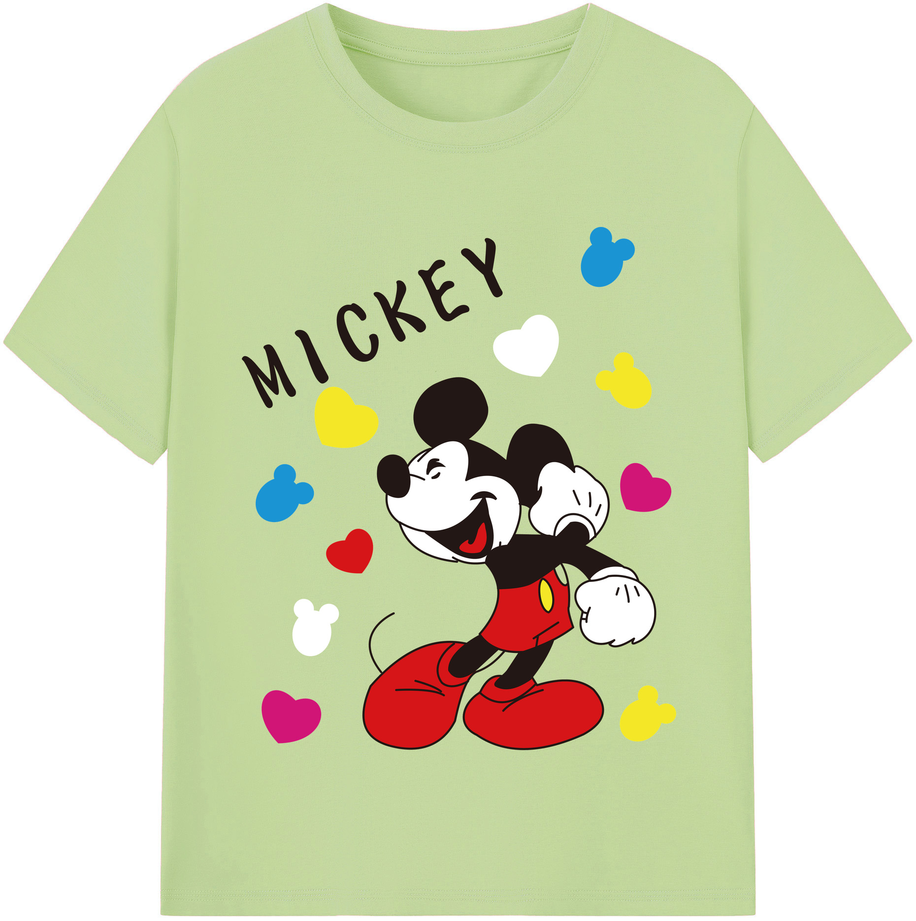 （画像用） ミッキーマウス Mickey Mouse 綿100％半袖Tシャツ（フロントプリント）